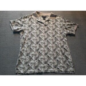 Sierra Polo Shirt Mens Medium M Cotton Tropical Boat Palm Tree Pattern Cotton